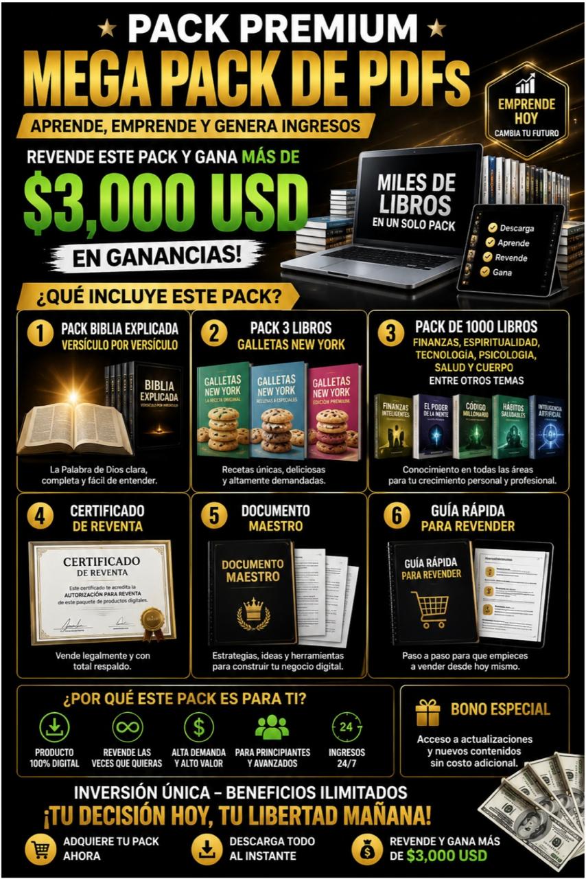 Mega Pack de PDFs Premium – Aprende, Emprende y Genera Ingresos